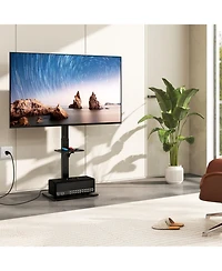 Sugift Tilt and Height Adjustable Tv Stand with Power Outlet and Adjustable Av Shelf 32-70 in