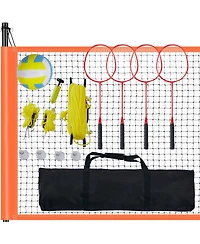 Hongge Portable Volleyball Badminton Combo Set with Adjustable Steel Poles