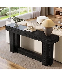 Tribesigns 160cm Narrow Console Table, Rustic Industrial Sofa Table with Wood Grain, for Behind Couch, Hallway, Entrance Hall, Easy Assembly
