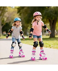 Sugift Kids Adjustable Quad Roller Skates 4 Sizes with Light-up Wheels