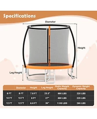 Sugift 12FeetHeavy-Duty Outdoor Recreational Trampoline With Safety Enclosure Net