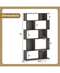 Sugift 5-Tier Geometric Bookshelf Set of 2 with Open and Closed
