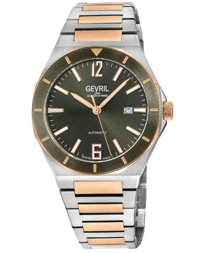 Gevril Men's Swiss Made High Line Swiss Automatic Two tone Stainless Steel Bracelet Watch