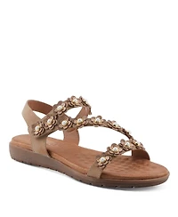 Patrizia Women's Floral Pearl Accent Comfort Sandals