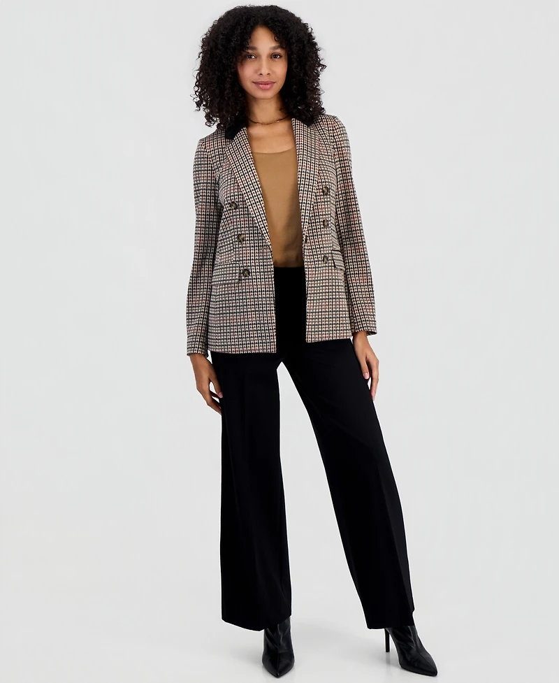 Bar Iii Women's Plaid Faux Double-Breasted Notch Collar Blazer, Macy's Exclusive