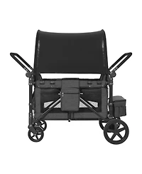 Mountaintop 4-Kid Wagon Stroller, Collapsible Push/Pull Cart with Canopy, Safety Harnesses & Adjustable Handle, 330lb Capacity