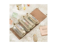 Mountaintop Travel Toiletry Bag Makeup Cosmetic Bag 4-in-1 Roll-Up Make Up Storage Organizer With 4 Zipper Pouches