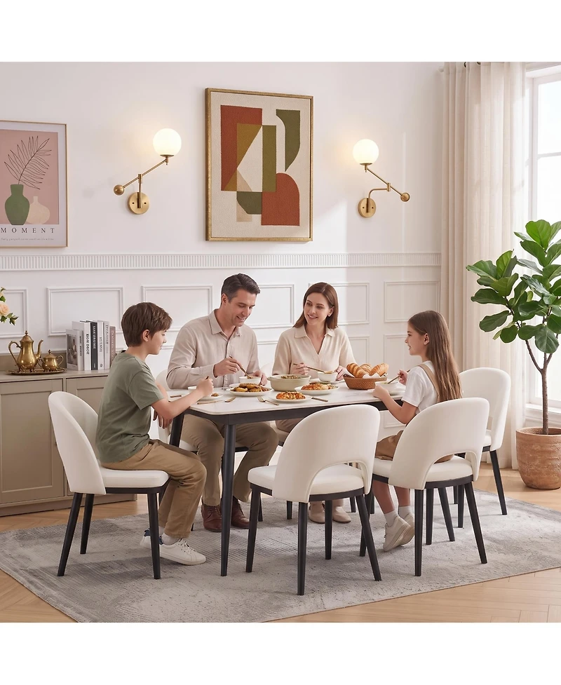 Gaomon Wooden Dining Chairs Set of 6,Upholstered Kitchen Dining Room Chair,Modern Linen Fabric hollowed out Dinner Chair