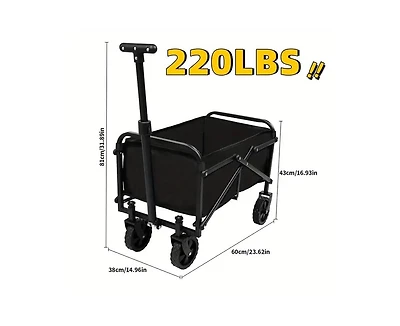 Mountaintop Foldable Utility Wagon Cart, 220lb Capacity, All-Terrain Wheels & Side Pockets for Beach, Garden & Camping.