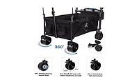 Mountaintop Collapsible Wagon with Removable Canopy,4" All-Terrain Brake Wheels, Adjustable Handles, Cooler Bag for Garden and Beach
