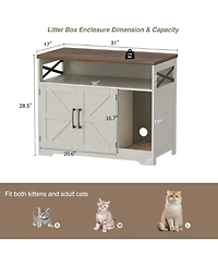 Vabches Cat Litter Box Enclosure, Hidden Litter Box Furniture with Scratch Pad