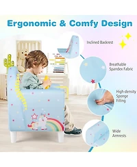 Sugift Kids Upholstered Armchair with Breathable Spandex Fabric and Wide Armrests