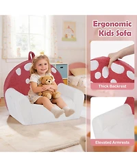 Sugift Kids Foam Couch with Soft Teddy Fleece Cover and Carry Handle