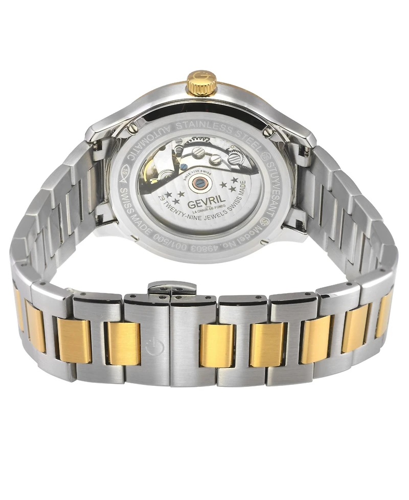 Gevril Men's Swiss Made Stuyvesant Swiss Automatic Two tone Stainless Steel Bracelet Watch