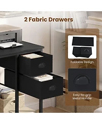 Sugift Computer Desk With Charging Station and 2 Fabric Drawers for Small Spaces