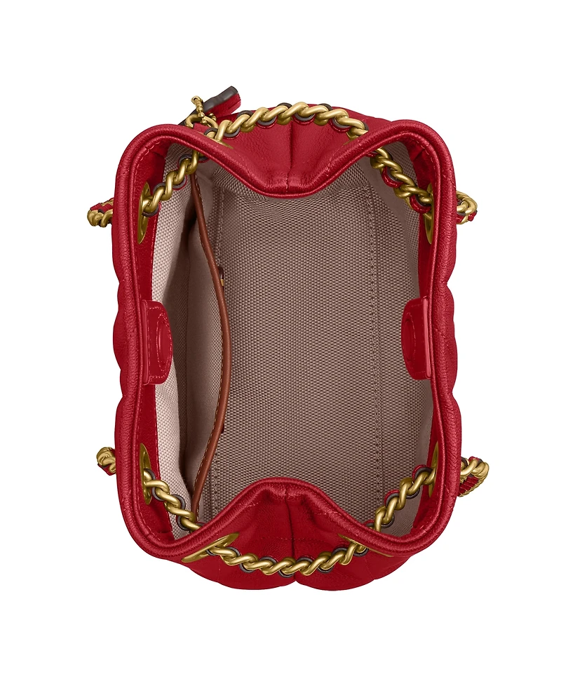Coach Quilted Leather Jade Drawstring Mini Crossbody Handbag