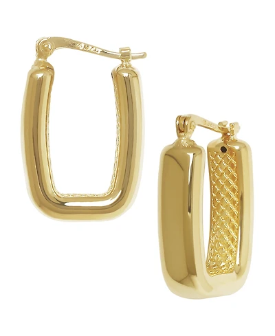 Macy's Sculptured Bold Rectangle Hoop Earrings in 14k Yellow Gold