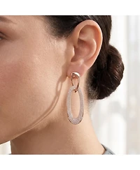 18k Rose Gold Plated with Cubic Zirconia Raindrop Dangle Earrings in Sterling Silver