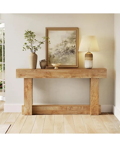 Tribesigns 63" Farmhouse Console Table with 2-Tier Storage