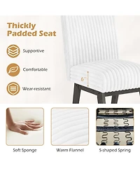 Sugift Fabric Upholstered Kitchen Chairs Set of 4 with Channel Tufted Back