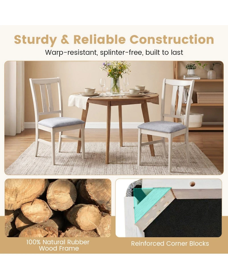 Sugift Wooden Upholstered Dining Chairs Set of 4 with High Curved