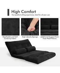 Sugift 6-Position Adjustable Sleeper Lounge Floor Couch with 2 Pillows