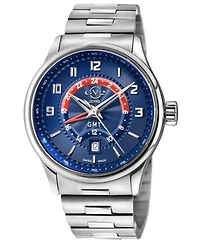 GV2 by Gevril Men's Swiss Made Giromondo Swiss Quartz Silver Stainless Steel Bracelet Watch
