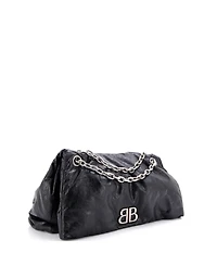 Pre-Owned Balenciaga Large Monaco Chain Flap Shoulder Bag Leather