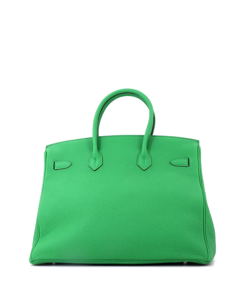 Pre-Owned Hermes Birkin 35 Handbag Green Togo with Palladium Hardware