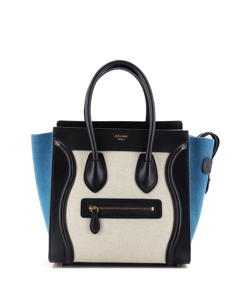 Pre-Owned Celine Micro Luggage Bag Canvas and Leather