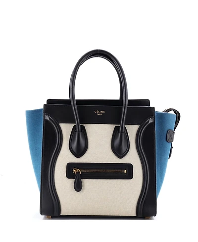 Pre-Owned Celine Micro Luggage Bag Canvas and Leather