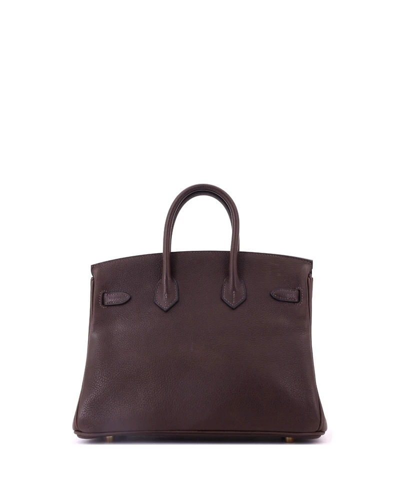 Pre-Owned Hermes Birkin 25 Handbag Brown Barenia Faubourg with Gold Hardware