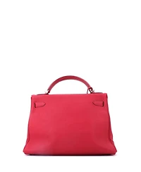 Pre-Owned Hermes Kelly Handbag Red Togo with Palladium Hardware