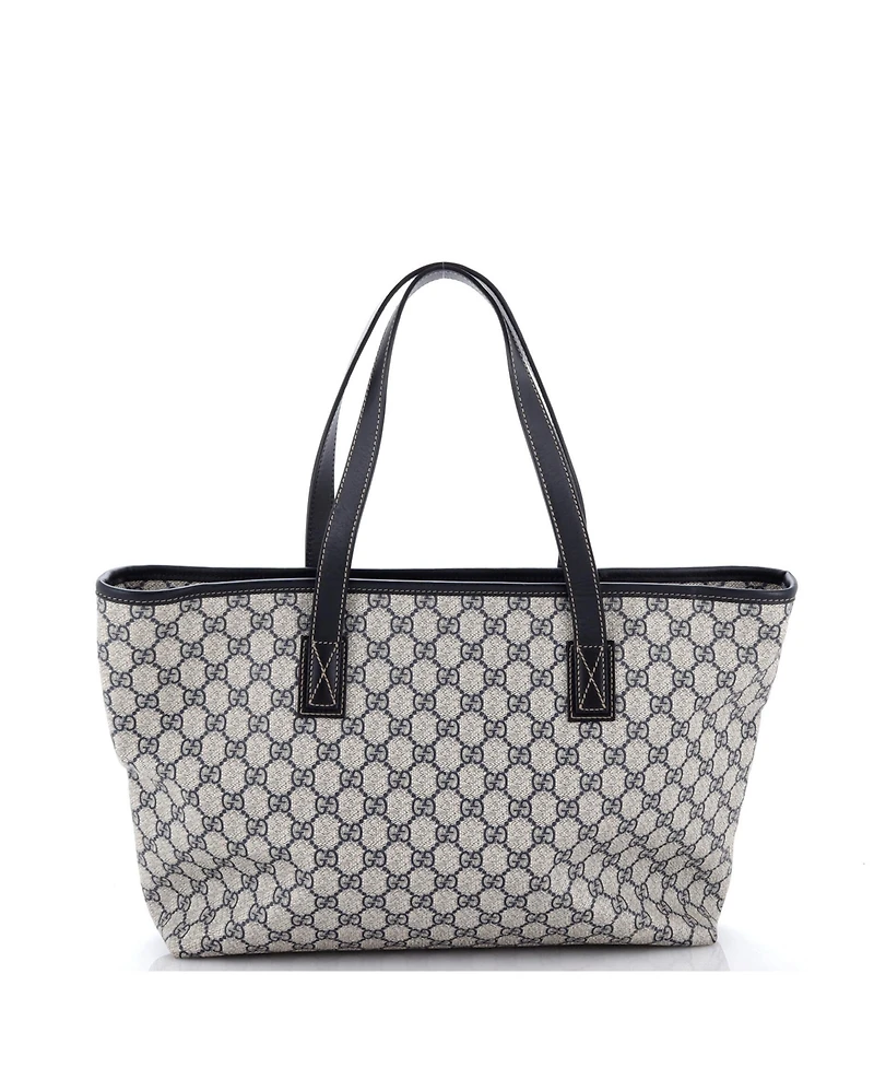 Pre-Owned Gucci Medium Plus Tote Gg Coated Canvas with Leather