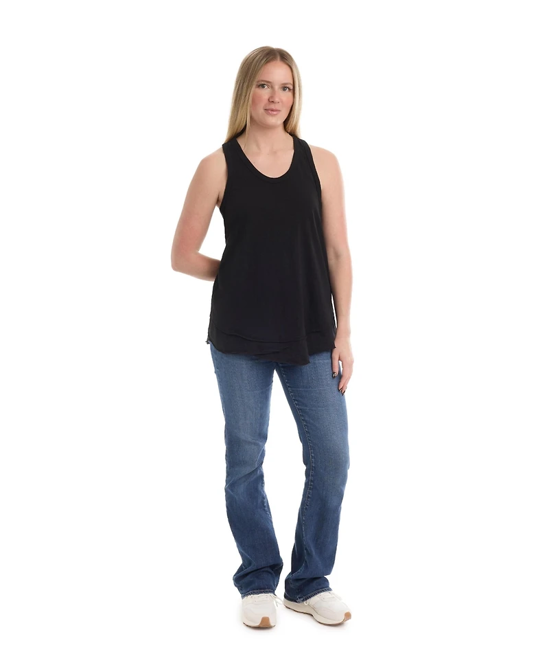 Wilt Women's Shrunken Mock Hem Shirttail Tank