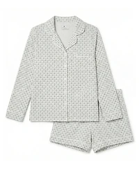 Motette Women's Lane Long Sleeve and Shorts Bamboo Pajama Set