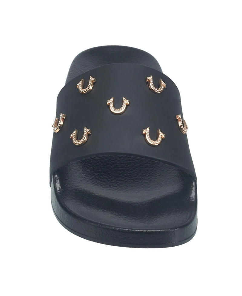 True Religion Little Girls Kash Bling Horseshoe Logo Slide