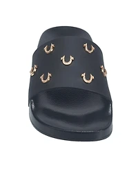 True Religion Little Girls Kash Bling Horseshoe Logo Slide