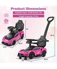 Sugift 3-in-1 Ride-On Push Sliding Car with Music, 35.5"L x 16"W x 35.5"H, Ages 18-60 Months