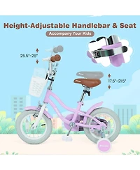 Sugift 12" Adjustable Dual-Brake Kids' Bike with Basket, Ages 3-8