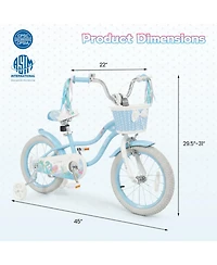 Sugift 16 in Mermaid Adjustable Kids' Bike with Training Wheels, Ages 3-7