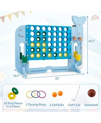 Sugift 4-In-1 Jumbo 4-To-Score Game Set, Adjustable Height, Ages 3+