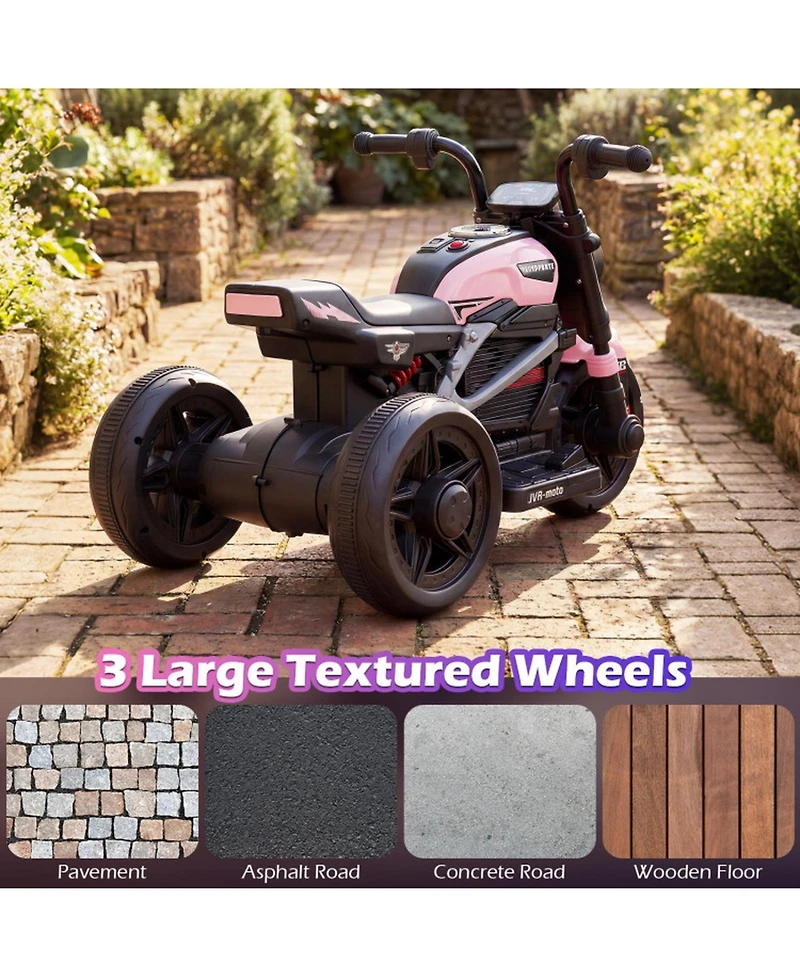 Sugift Kids Electric 3-Wheel Motorcycle with Rechargeable Battery and Led Headlight, Ages 3-5