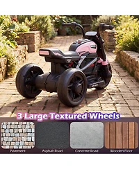 Sugift Kids Electric 3-Wheel Motorcycle with Rechargeable Battery and Led Headlight, Ages 3-5