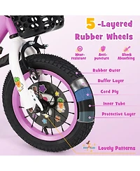 Sugift 14" Adjustable Kids' Bike with Removable Training Wheels, Ages 3-8