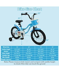 Sugift 16" Kids' Bike with Removable Training Wheels and Adjustable Seat, Ages 3+