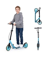 Sugift Foldable Kick Scooter for Kids Teens Adults Age 8+ with 8in Light-up Wheels and 4-Level Handlebar