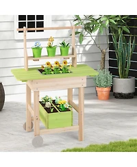 Sugift Wooden Garden Mud Kitchen 7-Piece Playset, Ages 3+