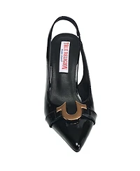 True Religion Women's Muni Metal Horseshoe Logo Heel