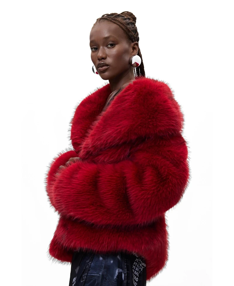 Desigual Women's Short Fur Coat